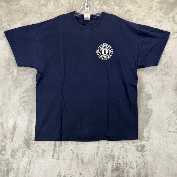 Gildan Other - VTG Gildan FDNY Marine 1 Never Forget 9-11-01 Navy Blue Graphic T-Shirt Mens XL